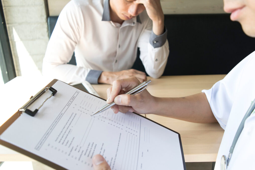 Psychiatrist with a patient